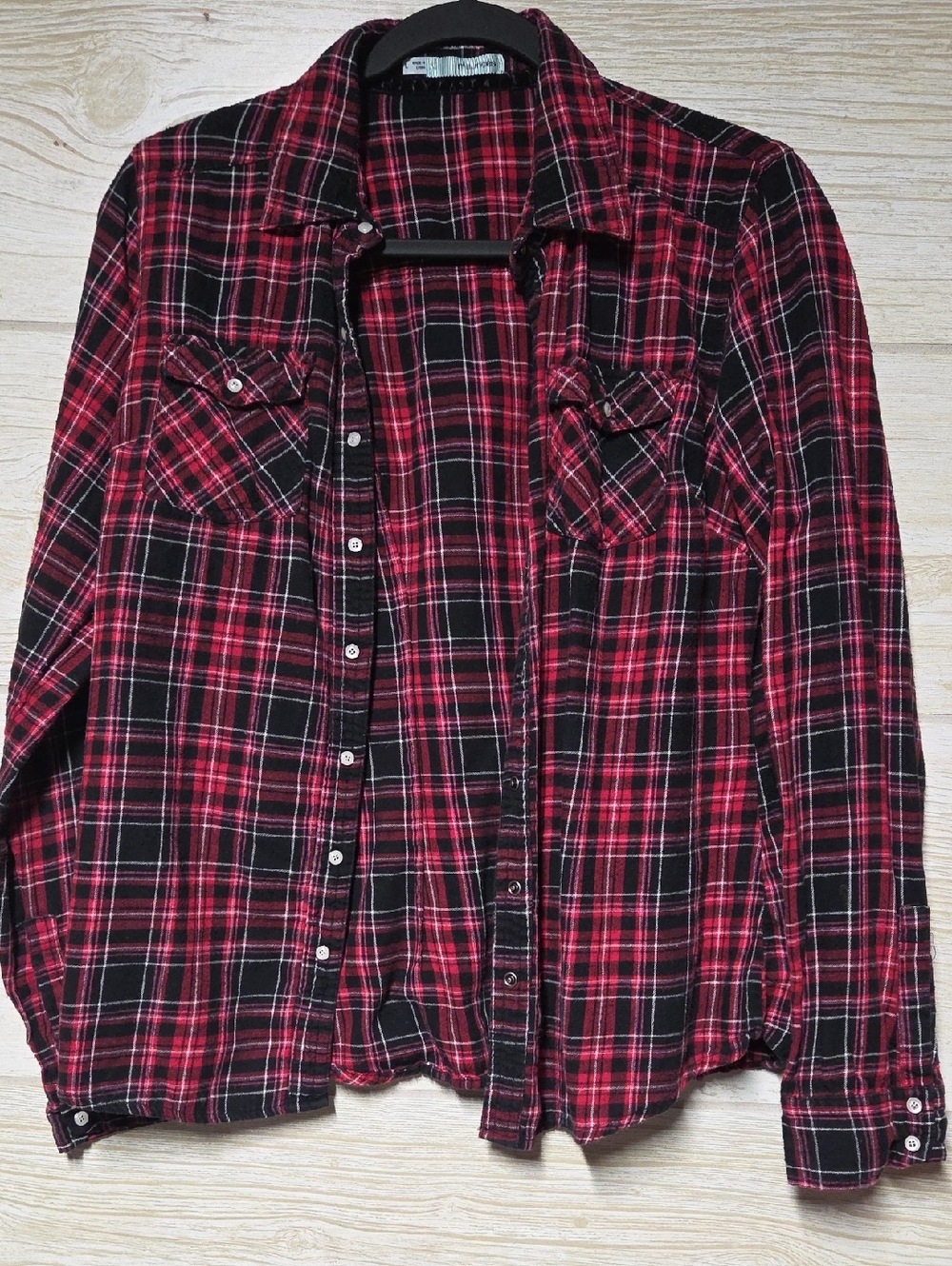 Maurices Red & Black Plaid Button-Down Shirt